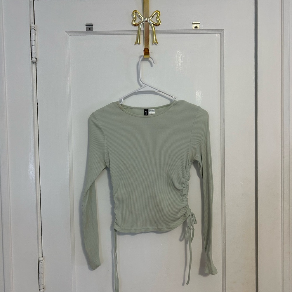 Divided Light Green Long Sleeve Top